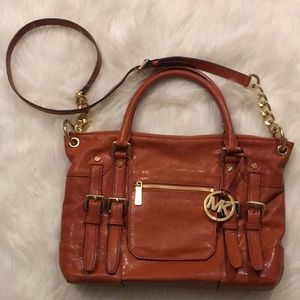 Michael Kors Mcgraw Burnt Orange Gold Chain Purse 